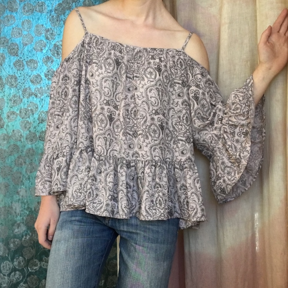 H&M Flowy Off the Shoulder Top with Bell Sleeves